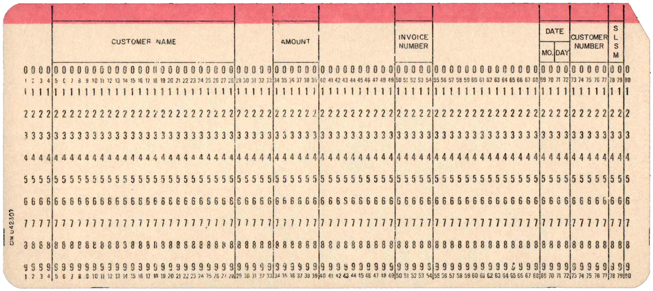 Front of punched card