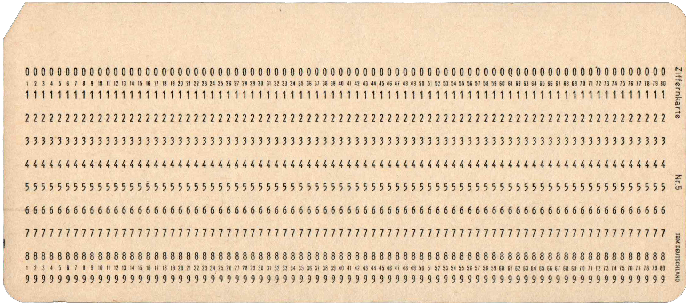 Front of unpunched card