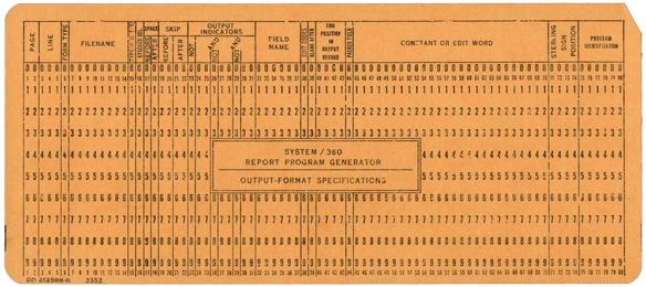 System/360 Report Program Generator - Output Specifications