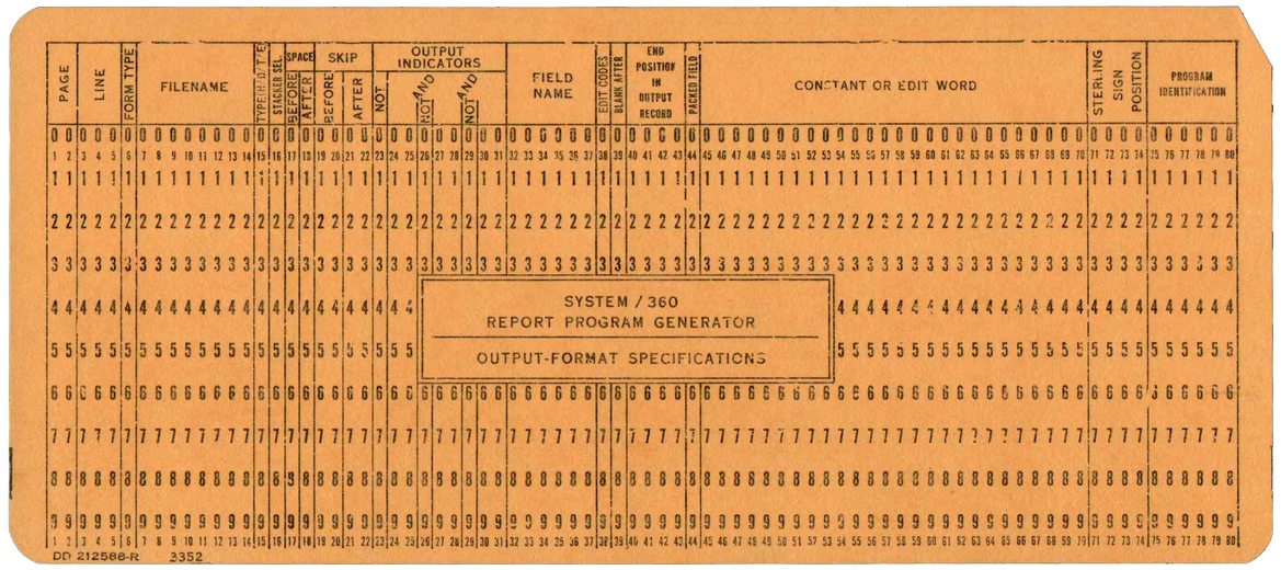 System/360 Report Program Generator - Output Specifications