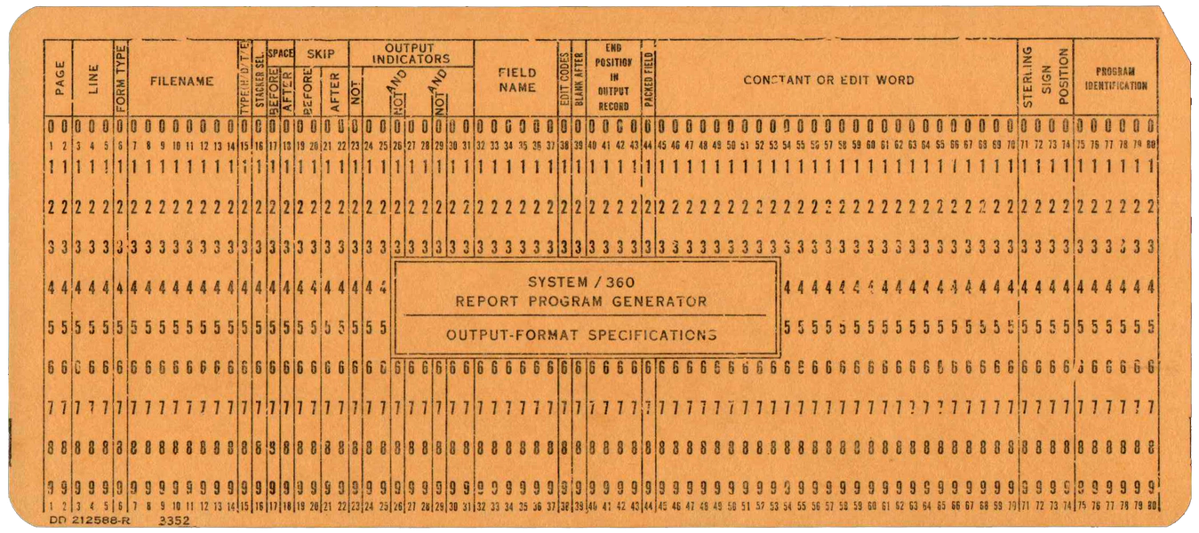 Front of unpunched card