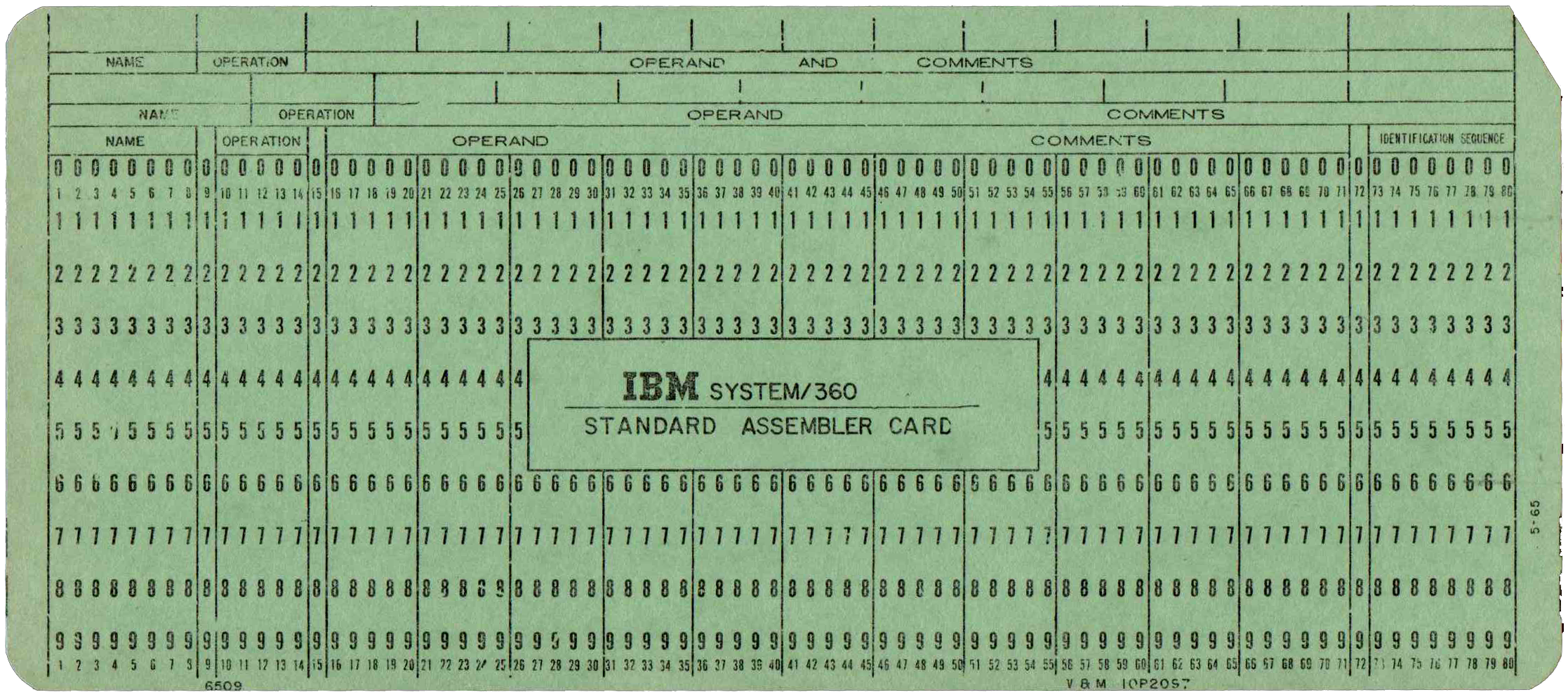 Front of unpunched card