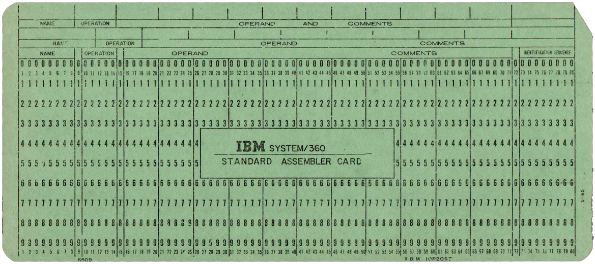System/360 Standard Assember Card