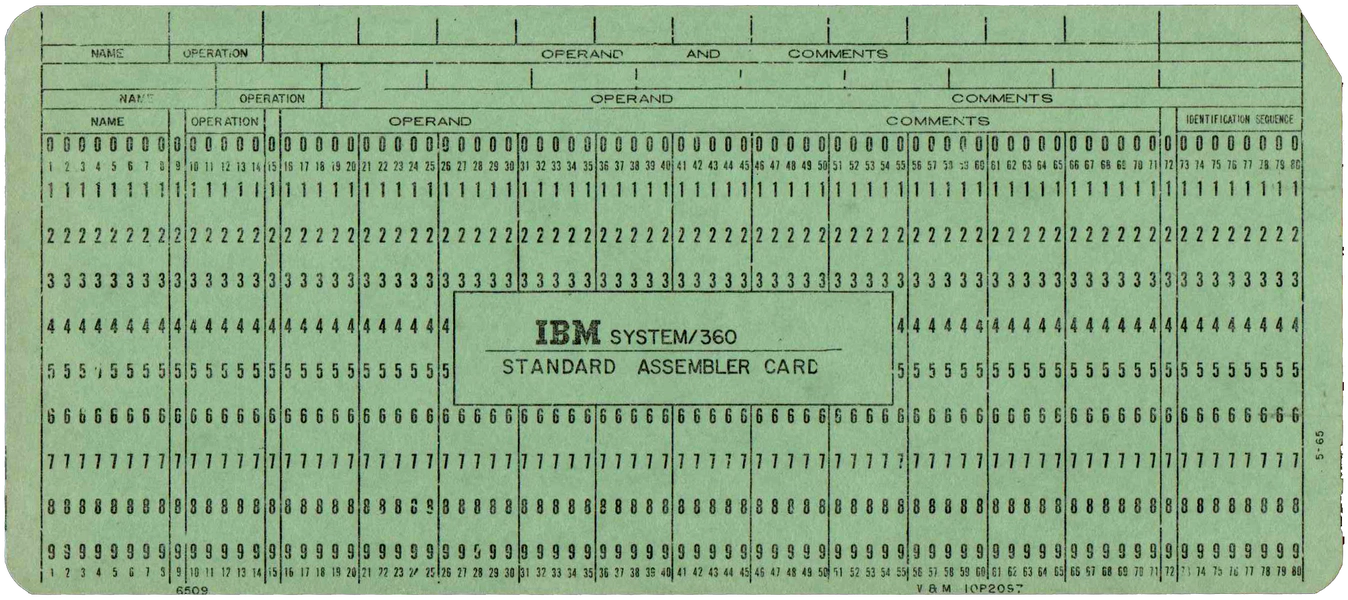 Front of unpunched card