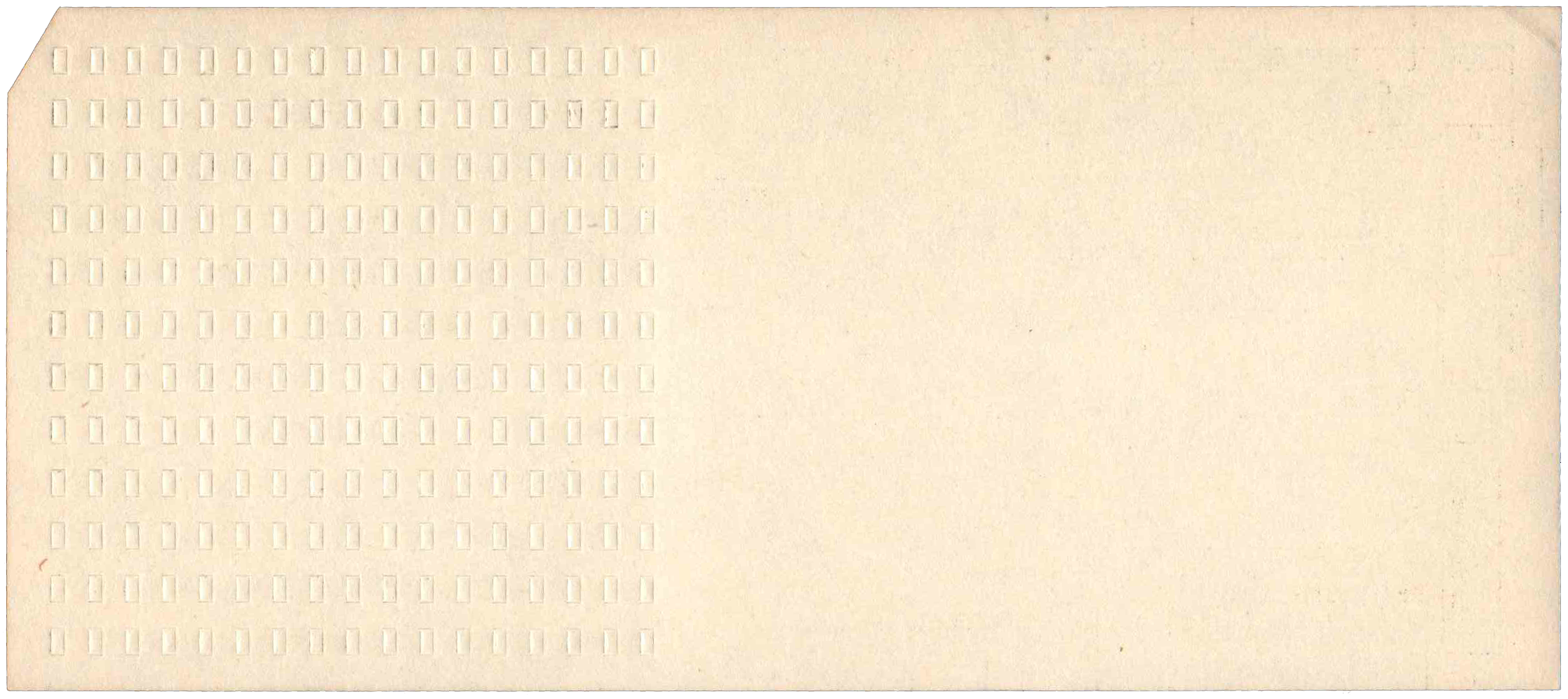 Back of unpunched card