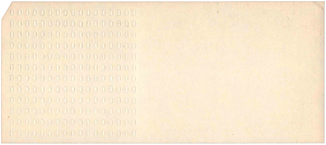 Back of unpunched card