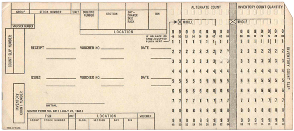 United States Department of Defence - Inventory Count Slip - White