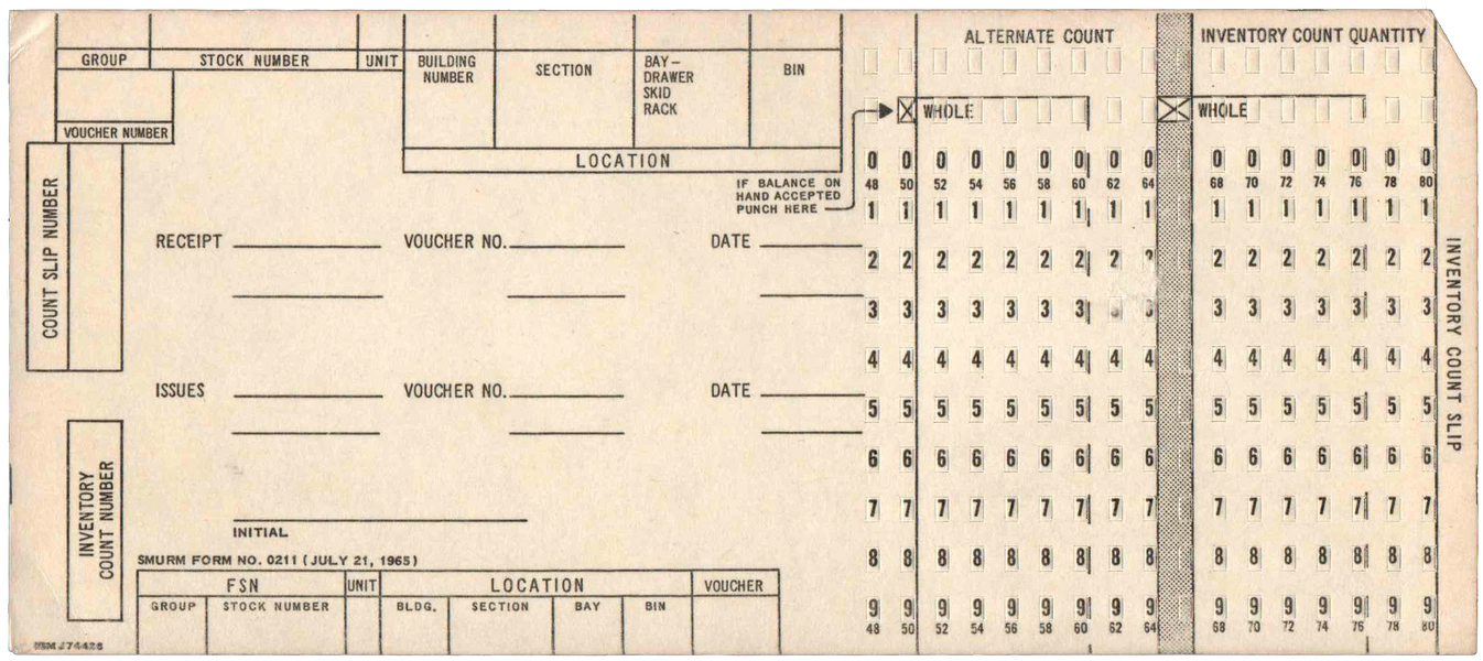 Front of unpunched card