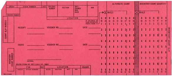 United States Department of Defence - Inventory Count Slip - Pink