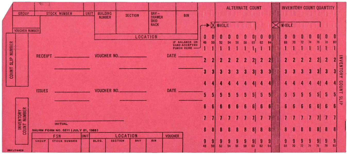 Front of unpunched card