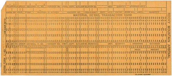 Rocky Mountain Arsenal - Material Detail Transaction Card - Yellow