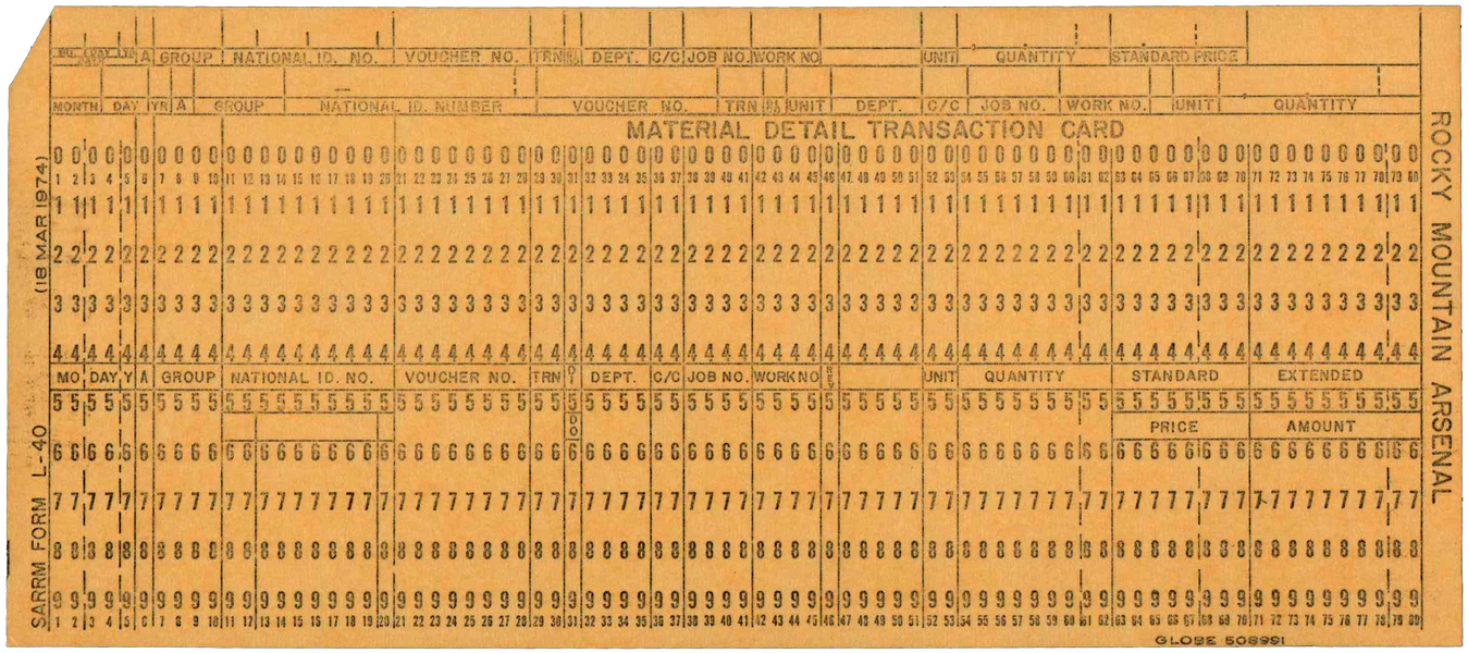 Front of unpunched card