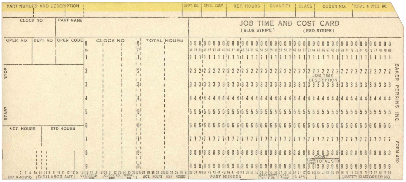 Front of unpunched card