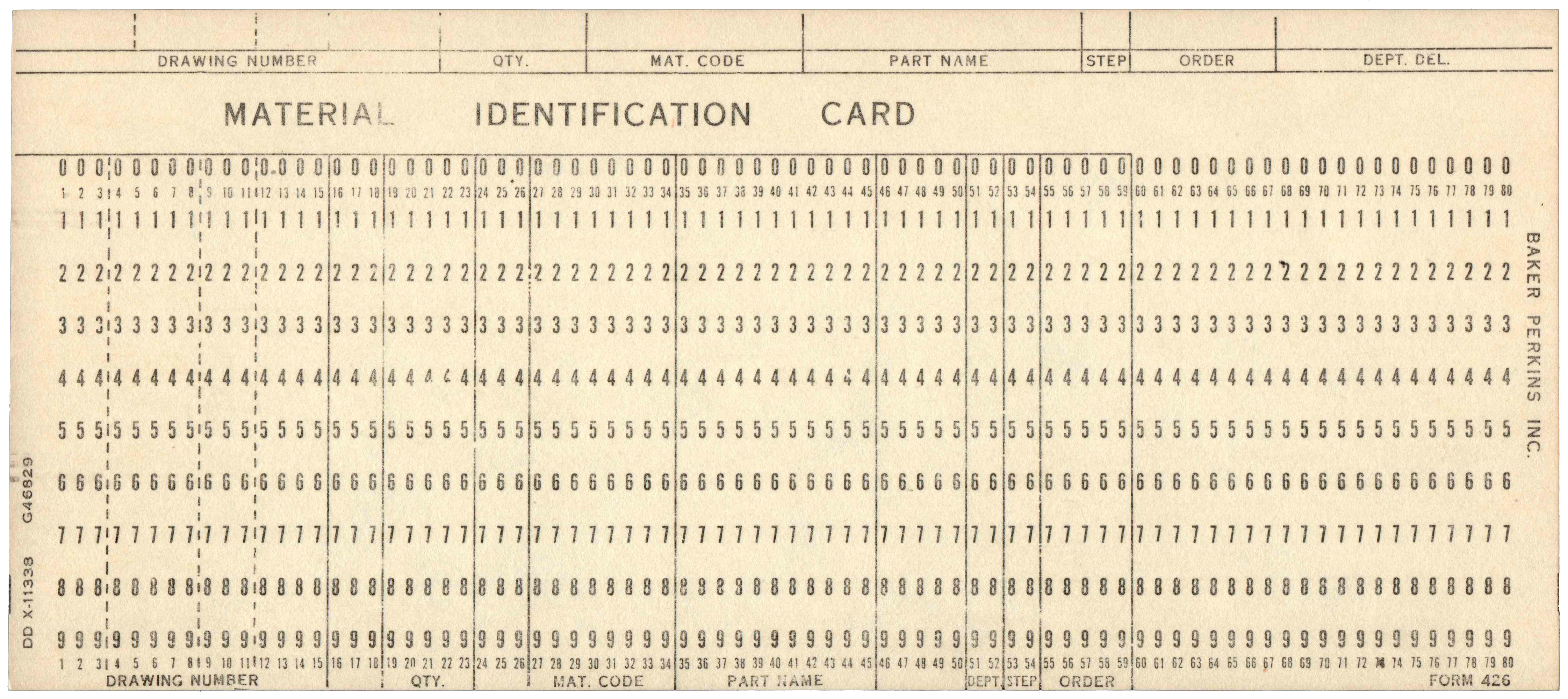 Front of unpunched card