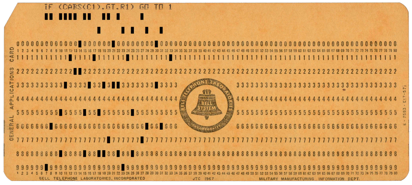 Front of punched card