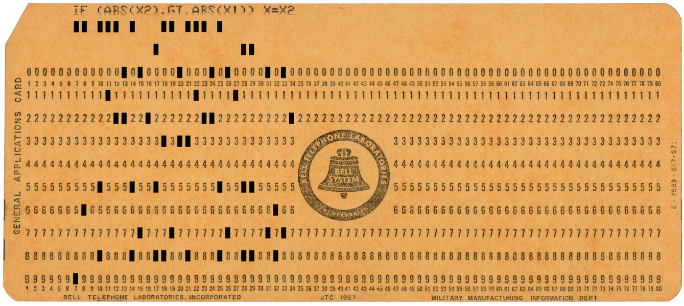 Front of punched card