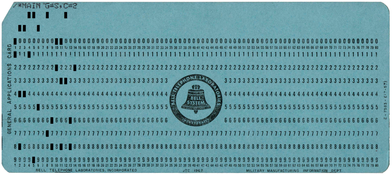 Front of punched card