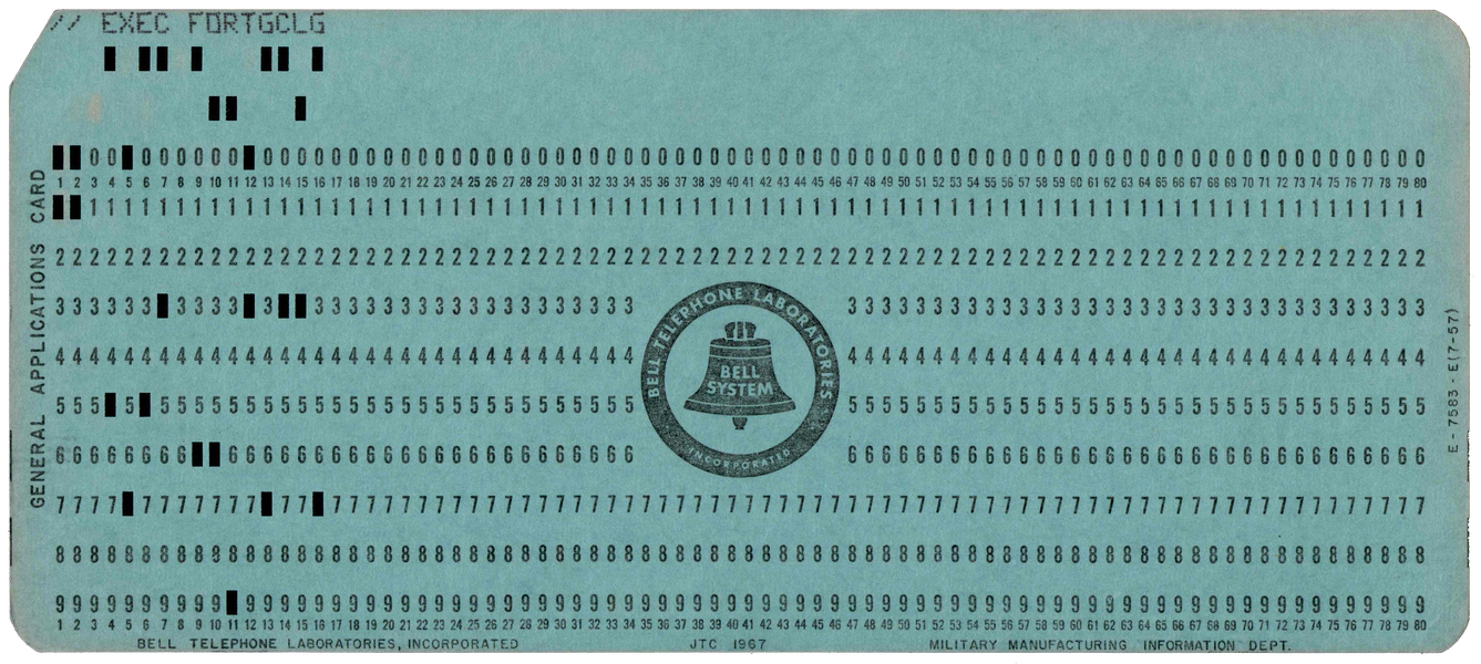 Front of punched card