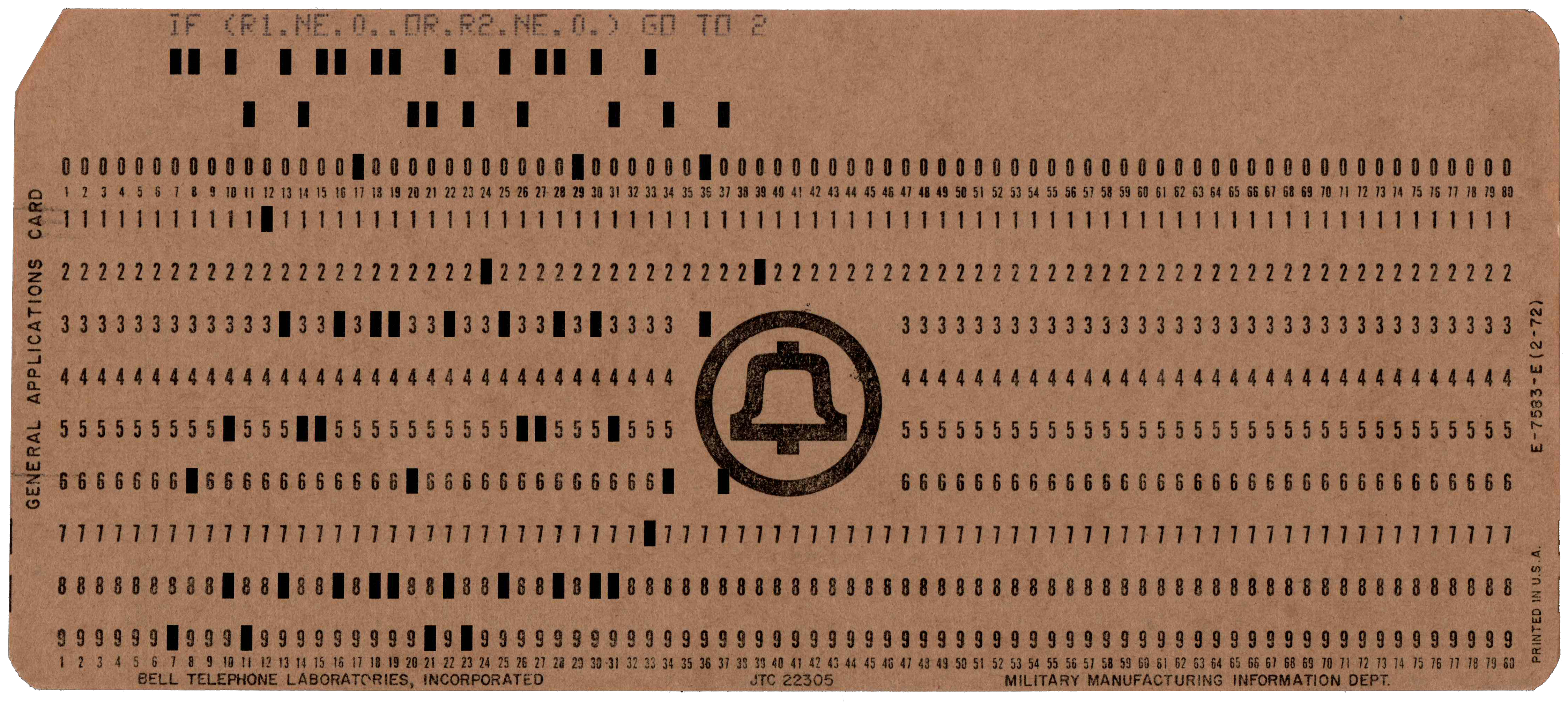 Front of punched card