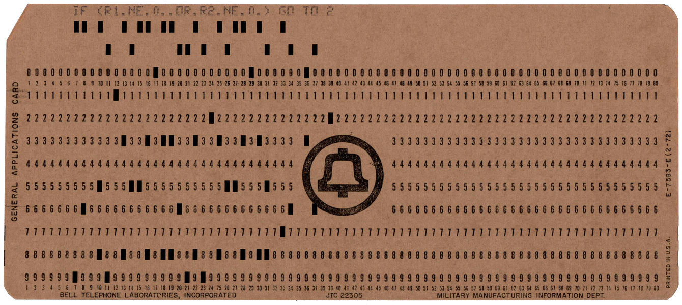 Front of punched card