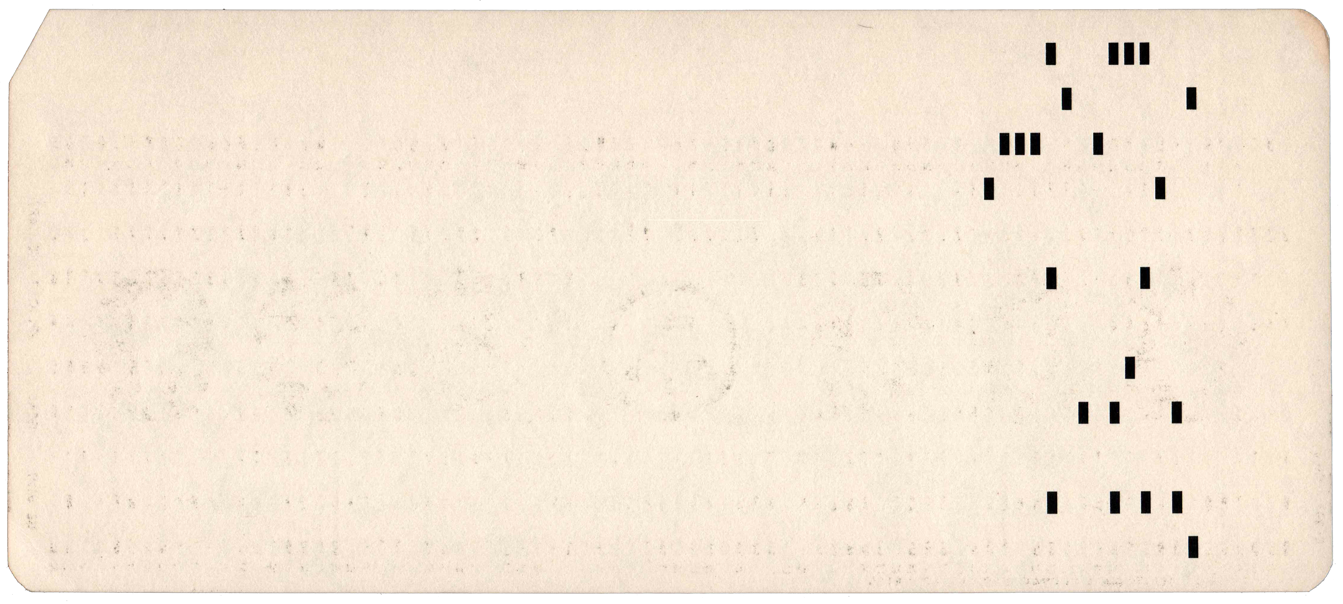 Back of punched card