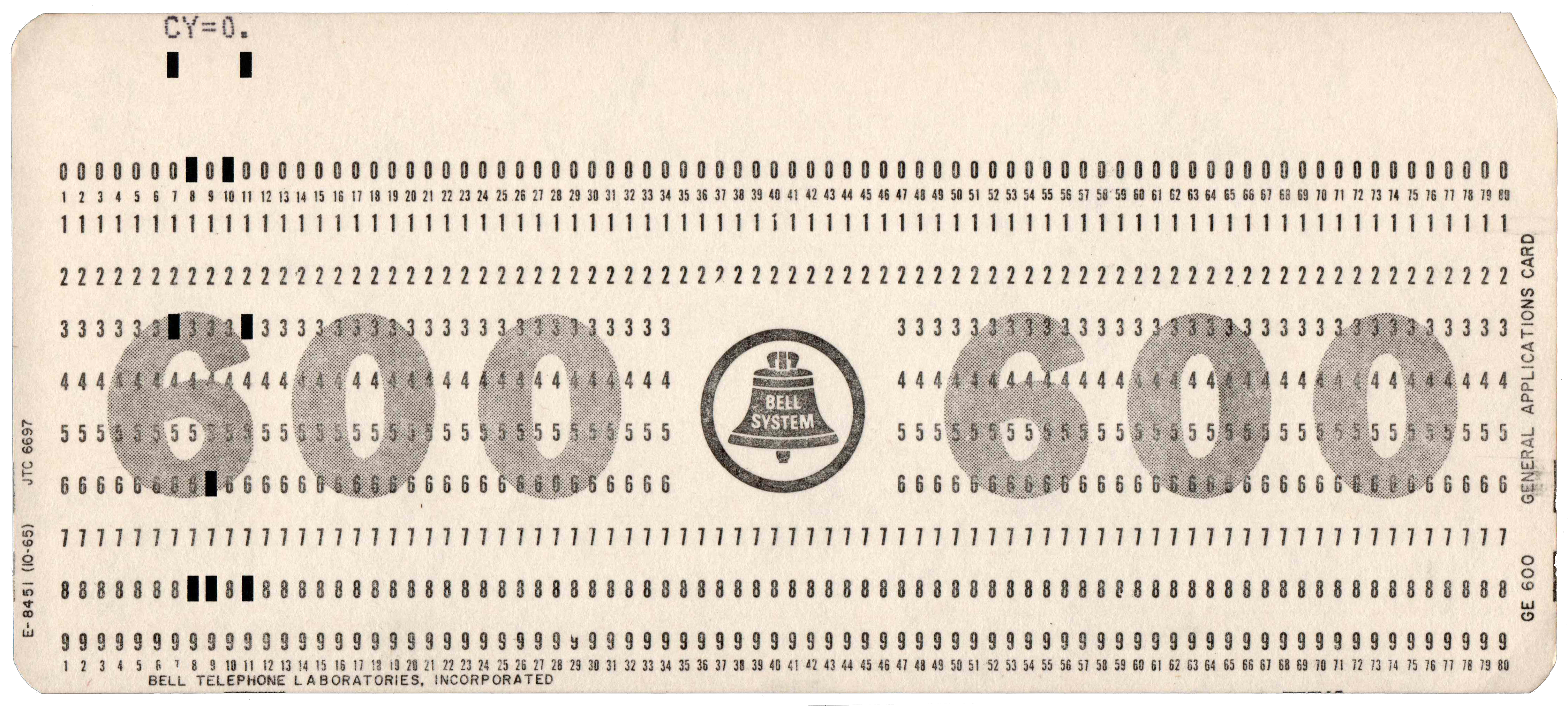 Bell Telephone Laboratories - General Applications Card