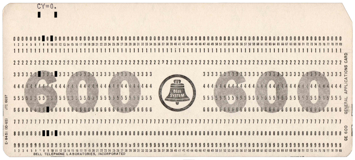 Bell Telephone Laboratories - GE 600 - General Applications Card