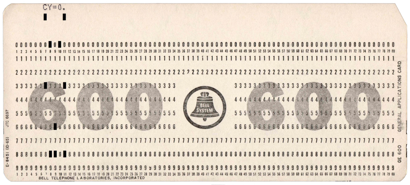 Front of punched card