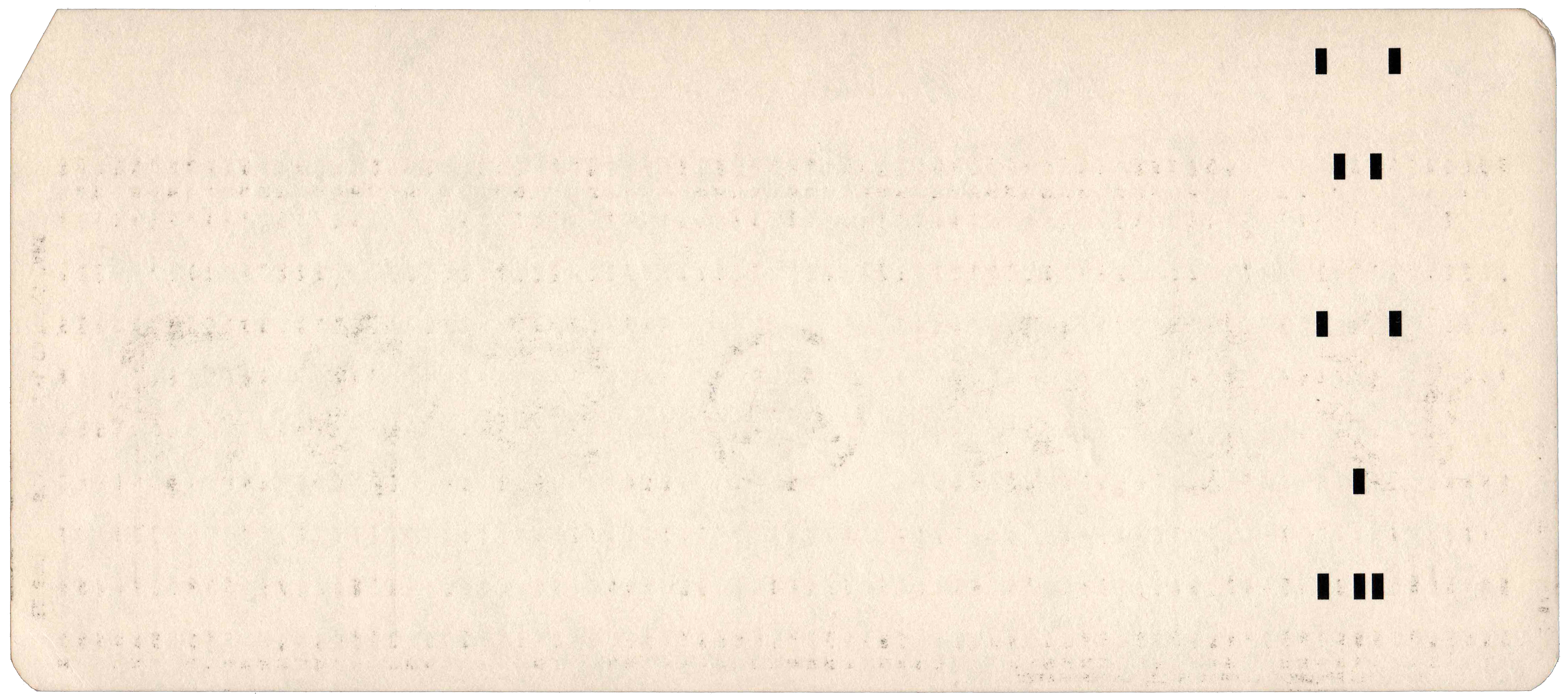 Back of punched card