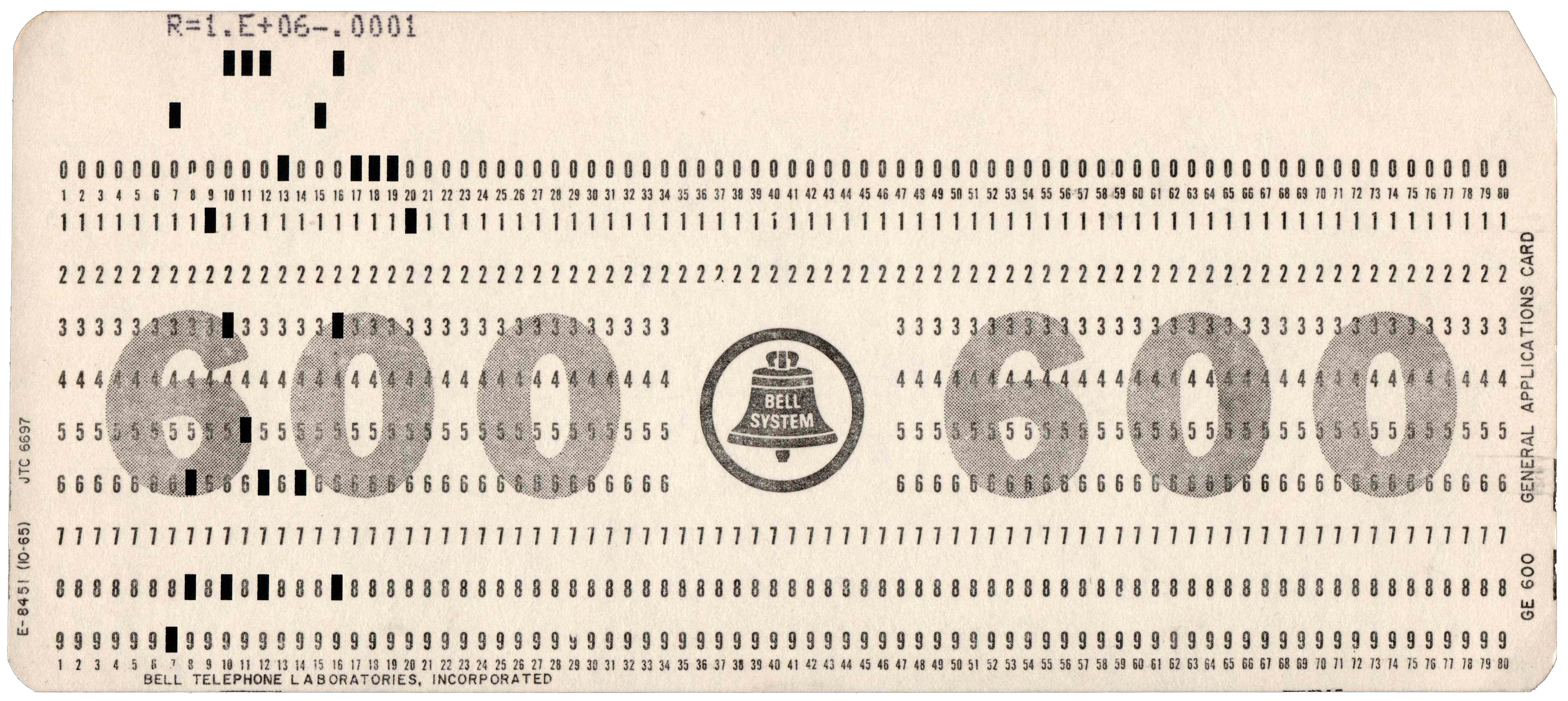 Front of punched card