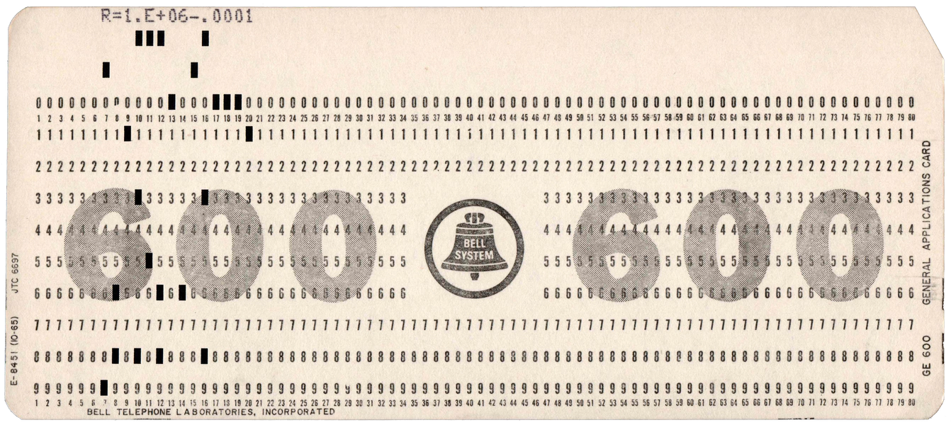 Front of punched card