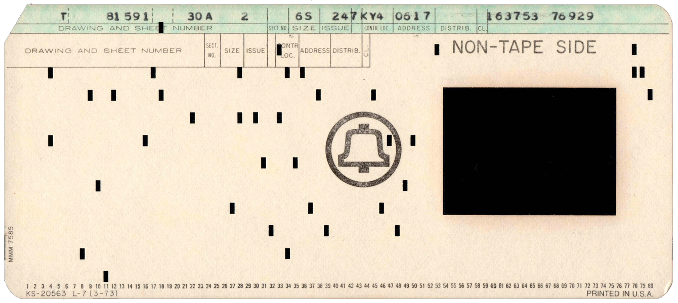 Front of punched card