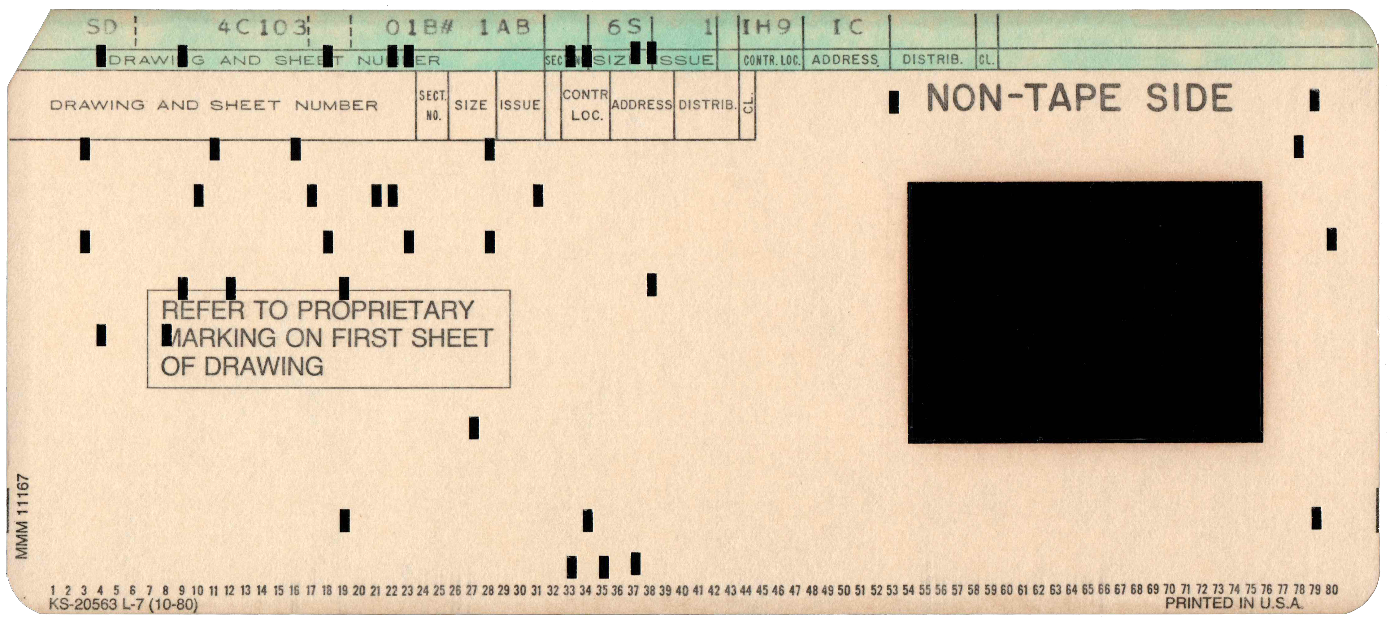 Front of punched card