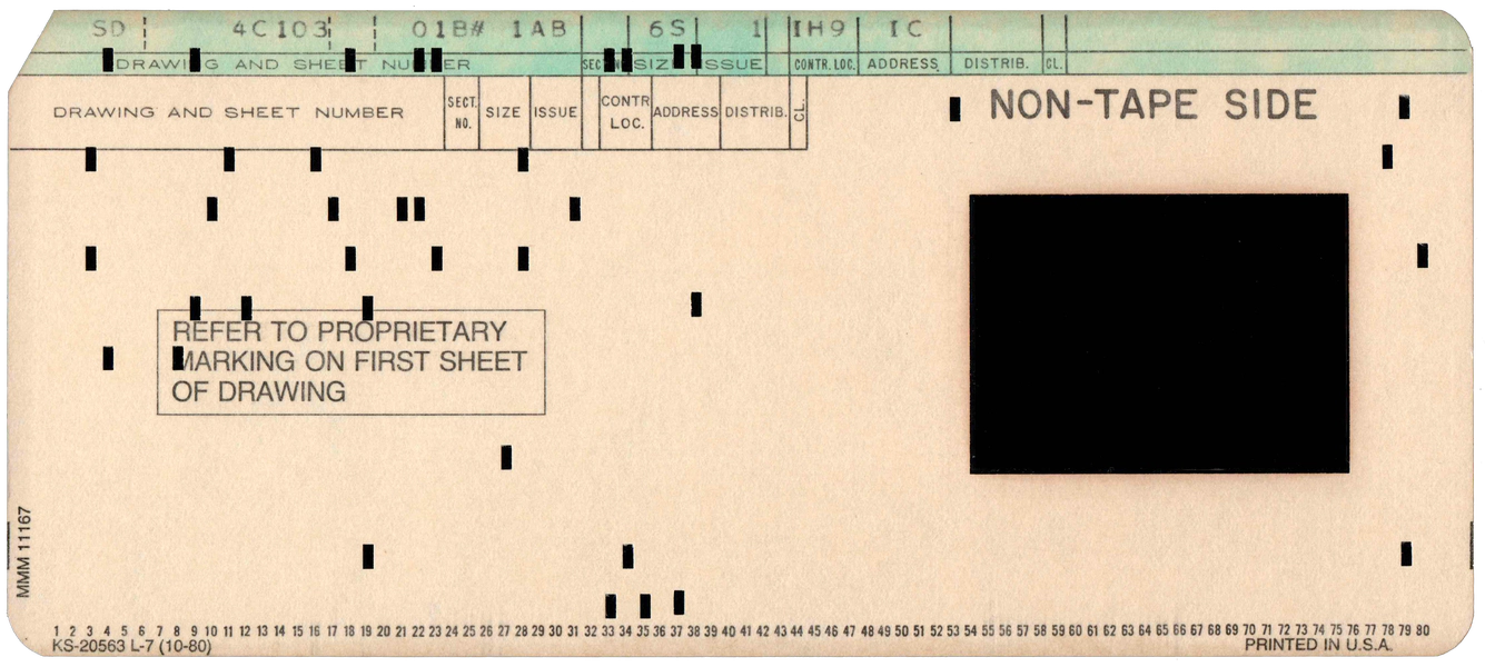 Front of punched card