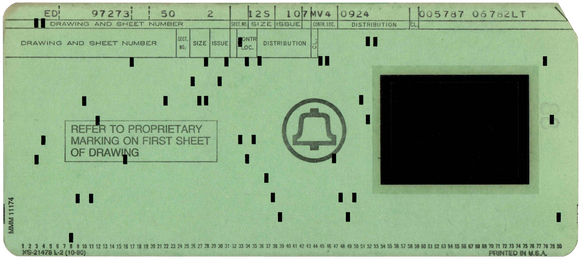 Bell Telephone Laboratories - Aperture Card - Green - 1980