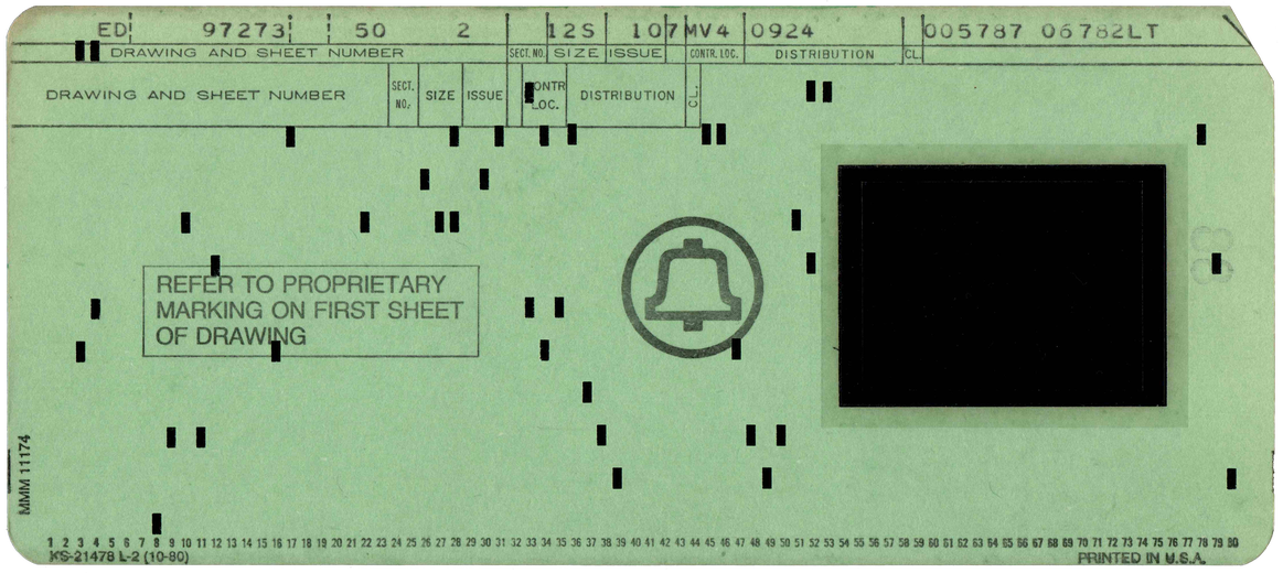 Bell Telephone Laboratories - Aperture Card - Green - 1980