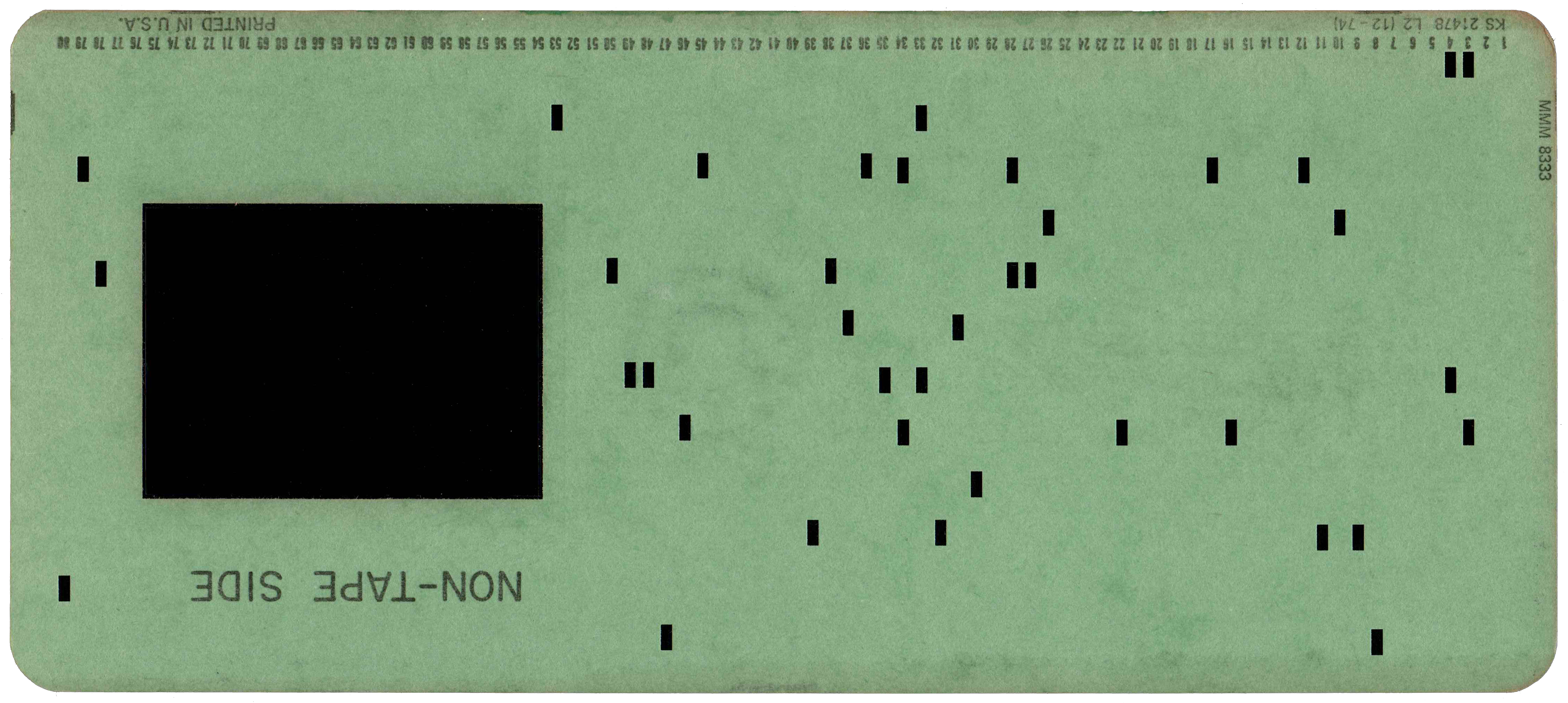 Back of punched card for drawing 97170.