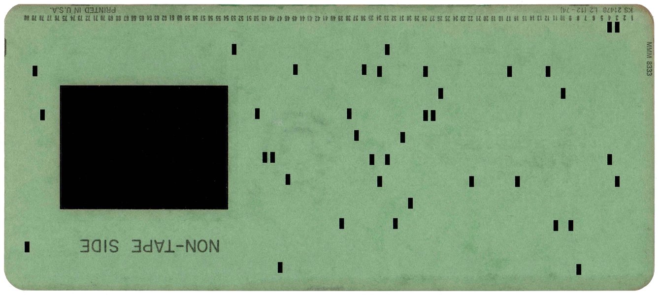 Back of punched card for drawing 97170.