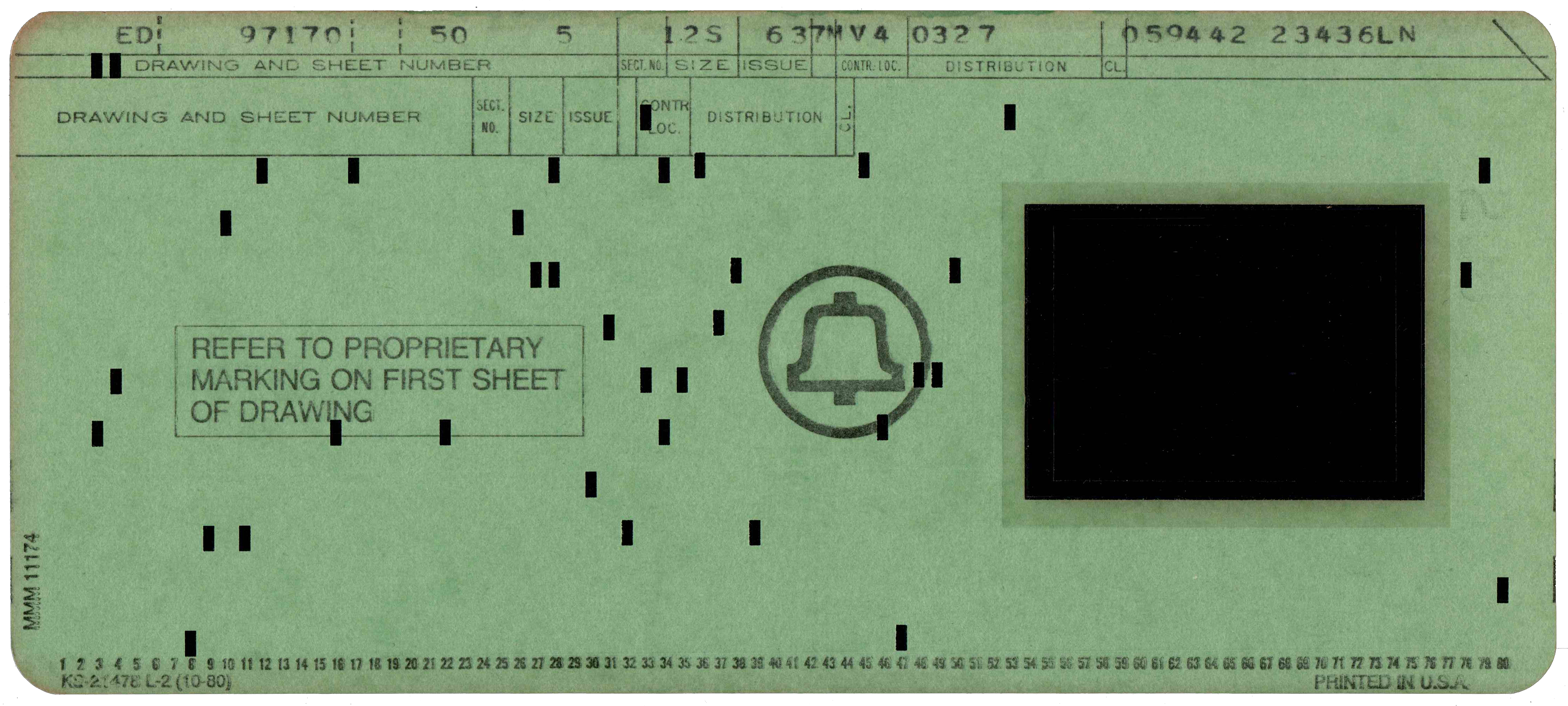 Front of punched card for drawing 97170.