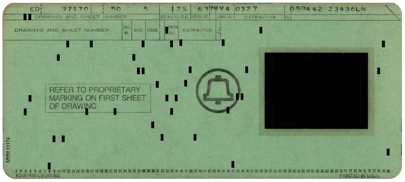 Front of punched card for drawing 97170.