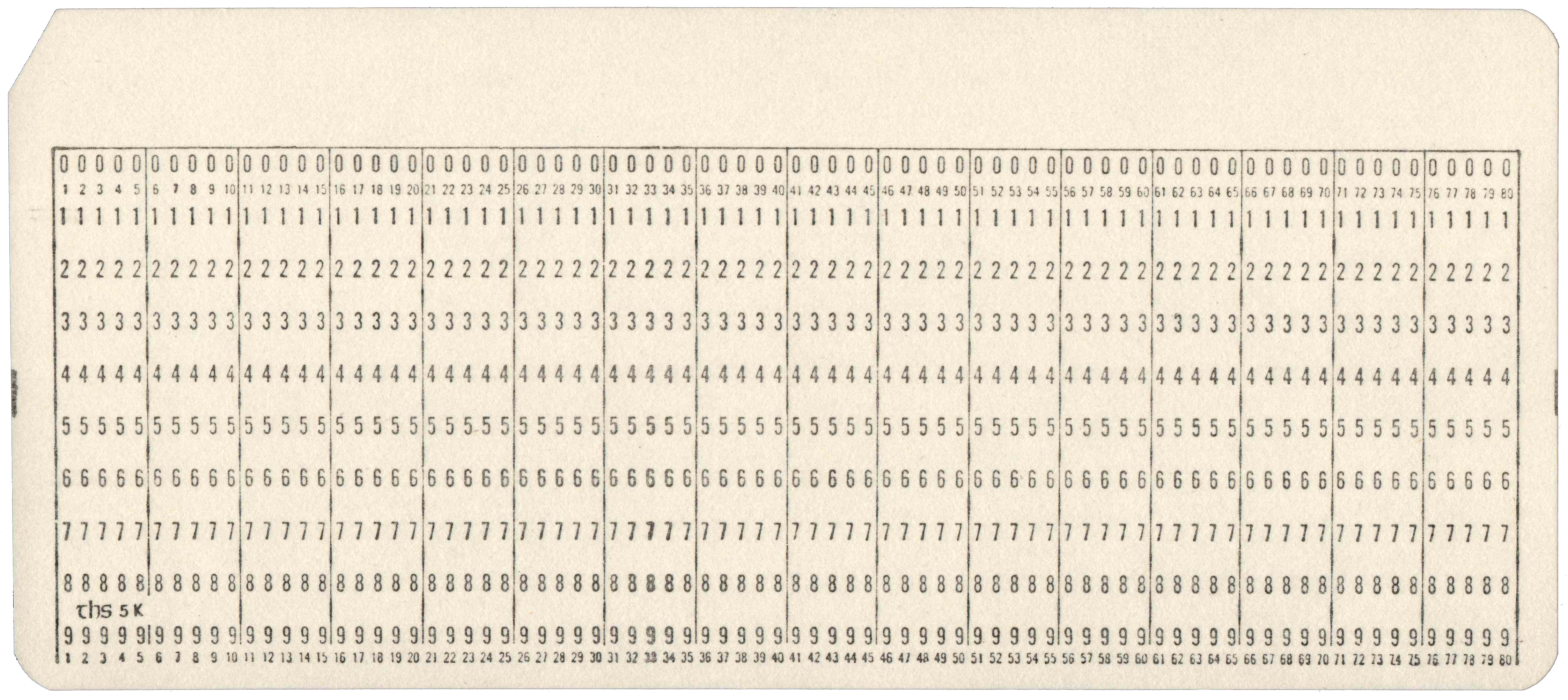 Front of unpunched card