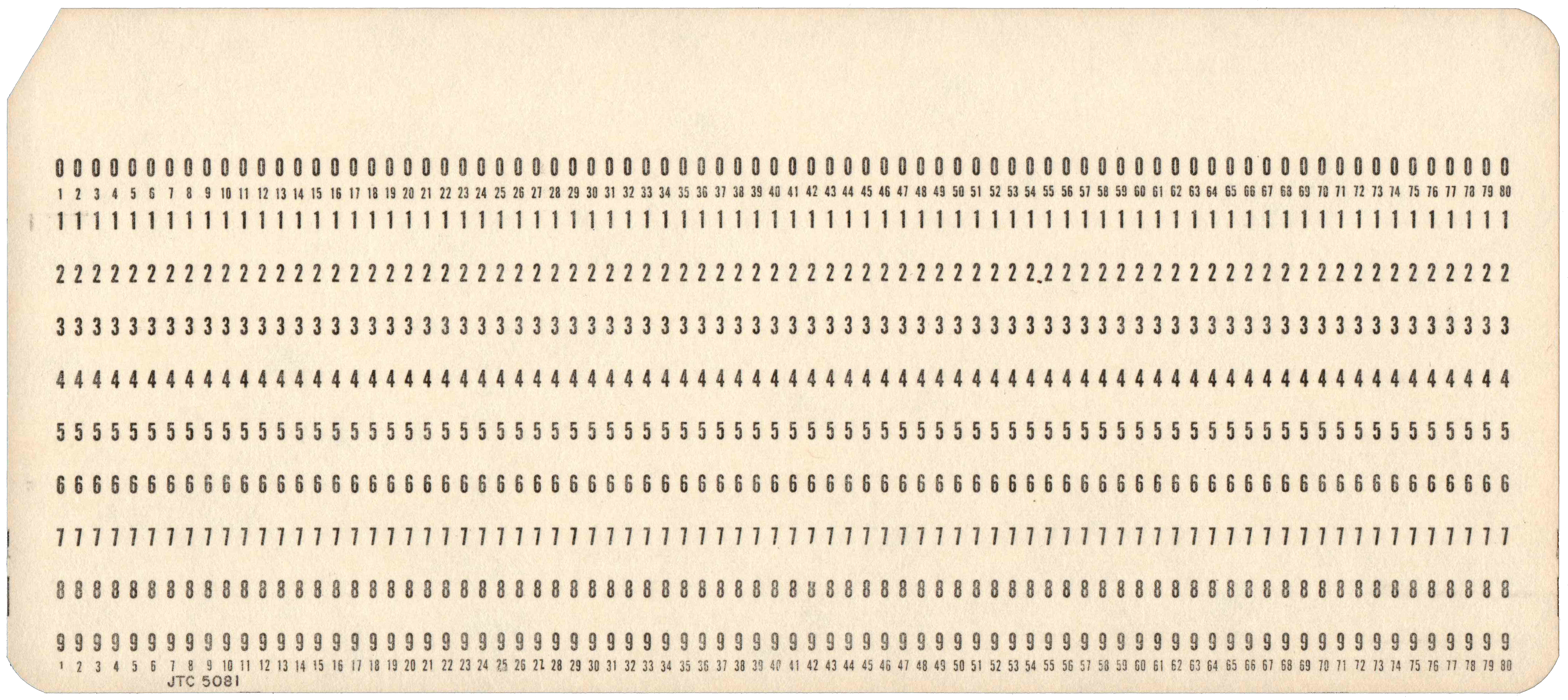 Front of unpunched card