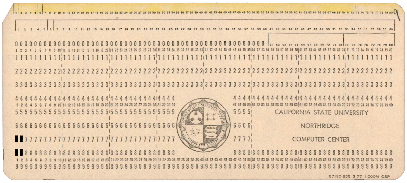 Front of punched card