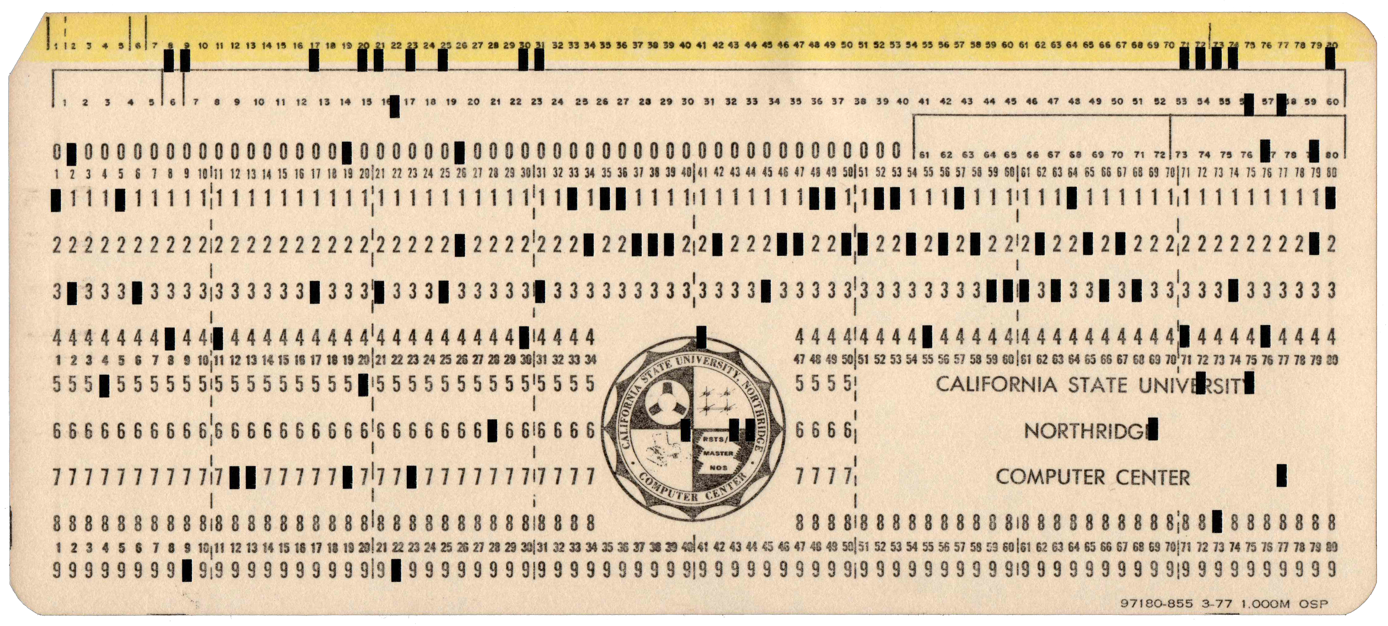Front of punched card