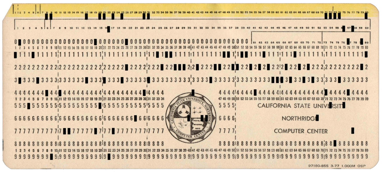 Front of punched card