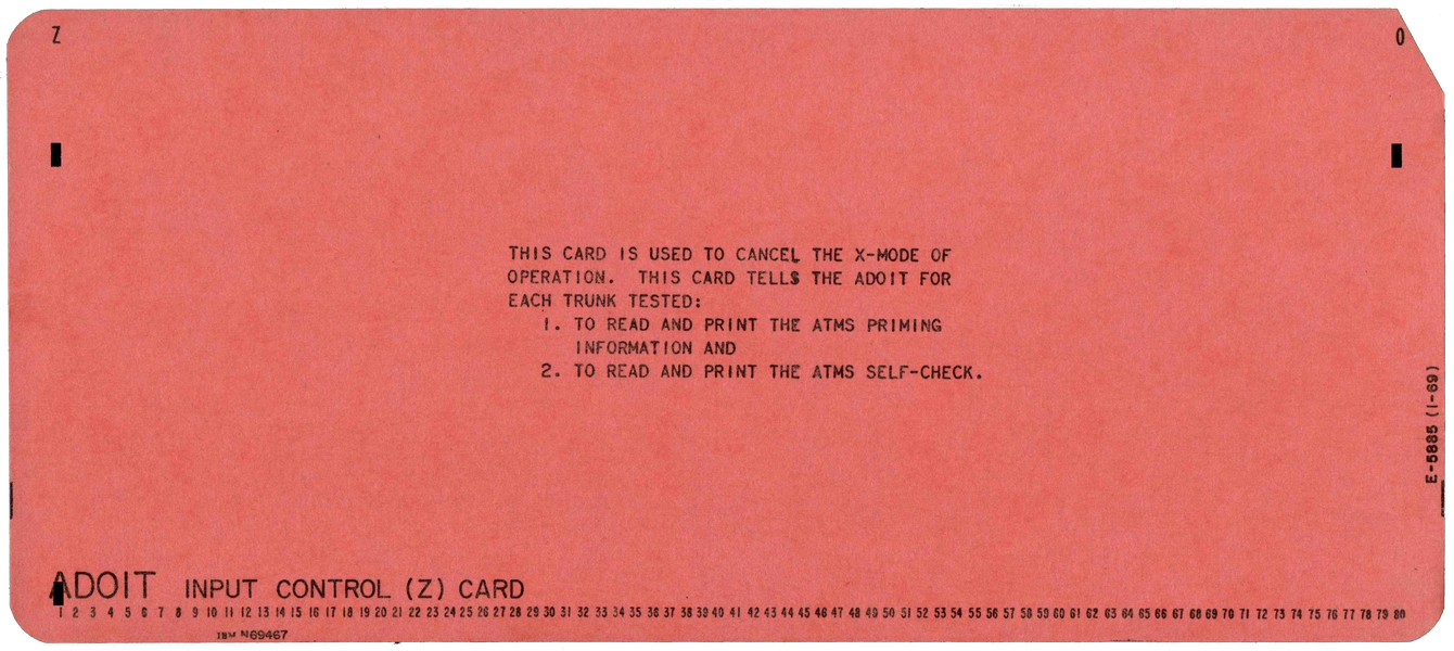 Front of punched card