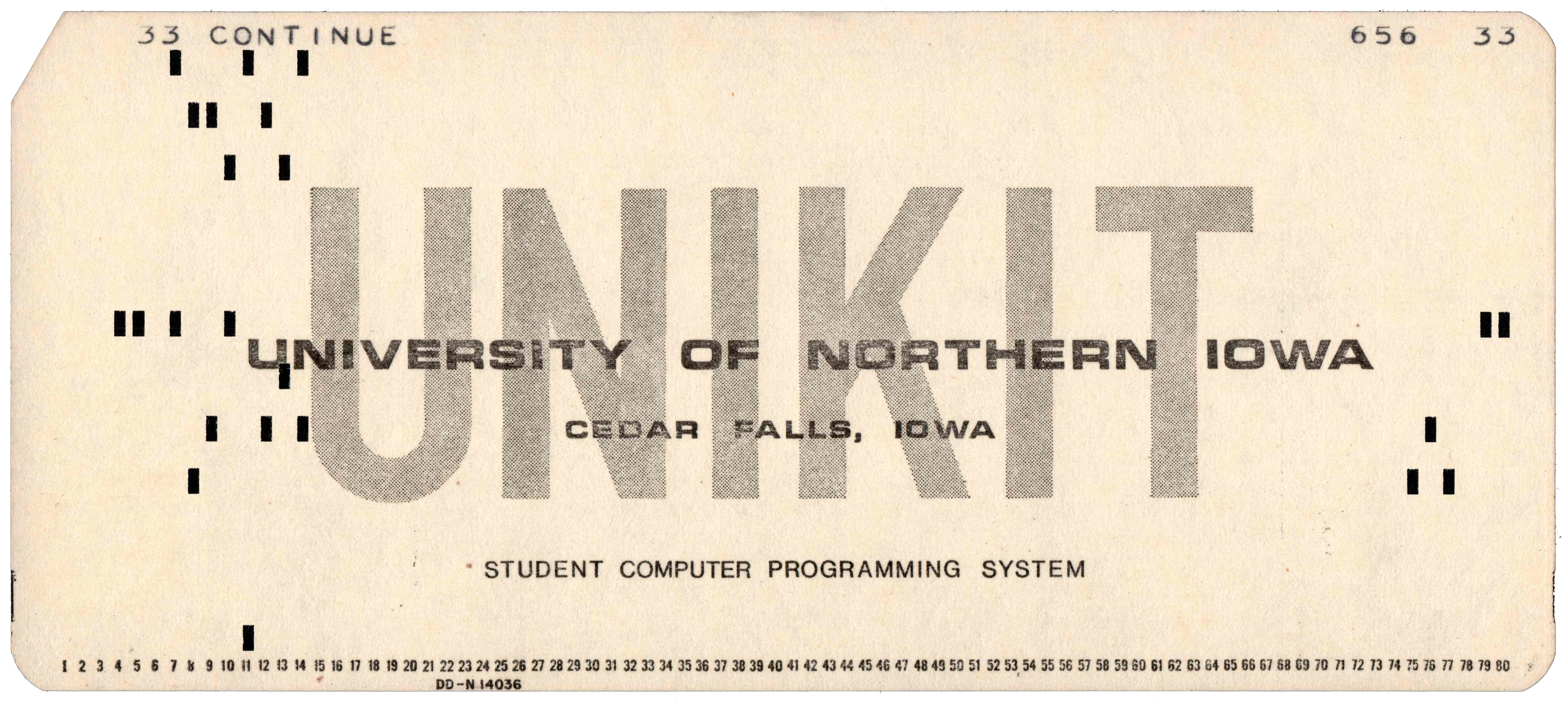 Front of punched card