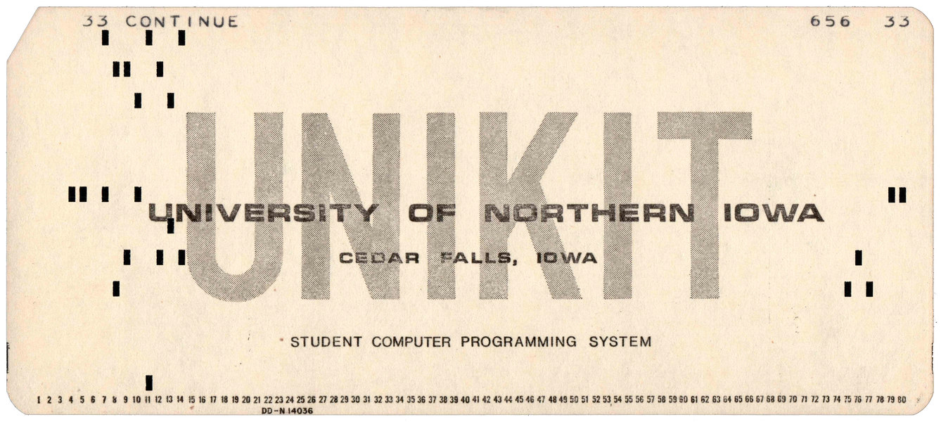 Front of punched card