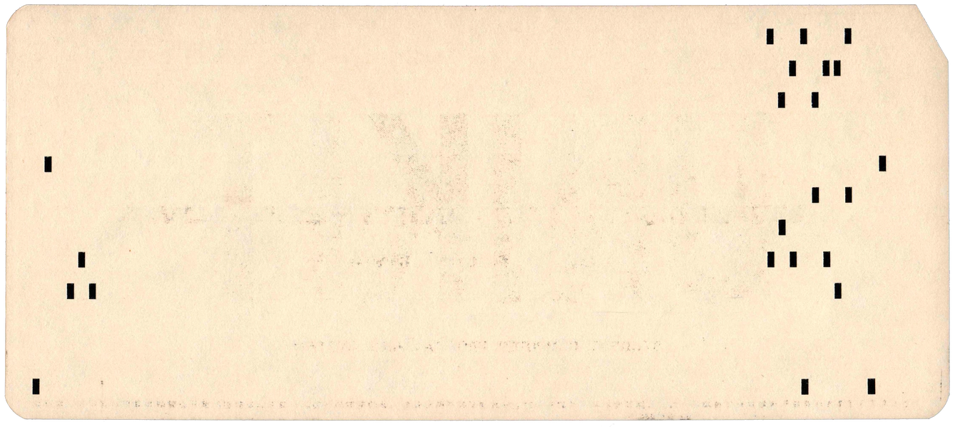 Back of punched card