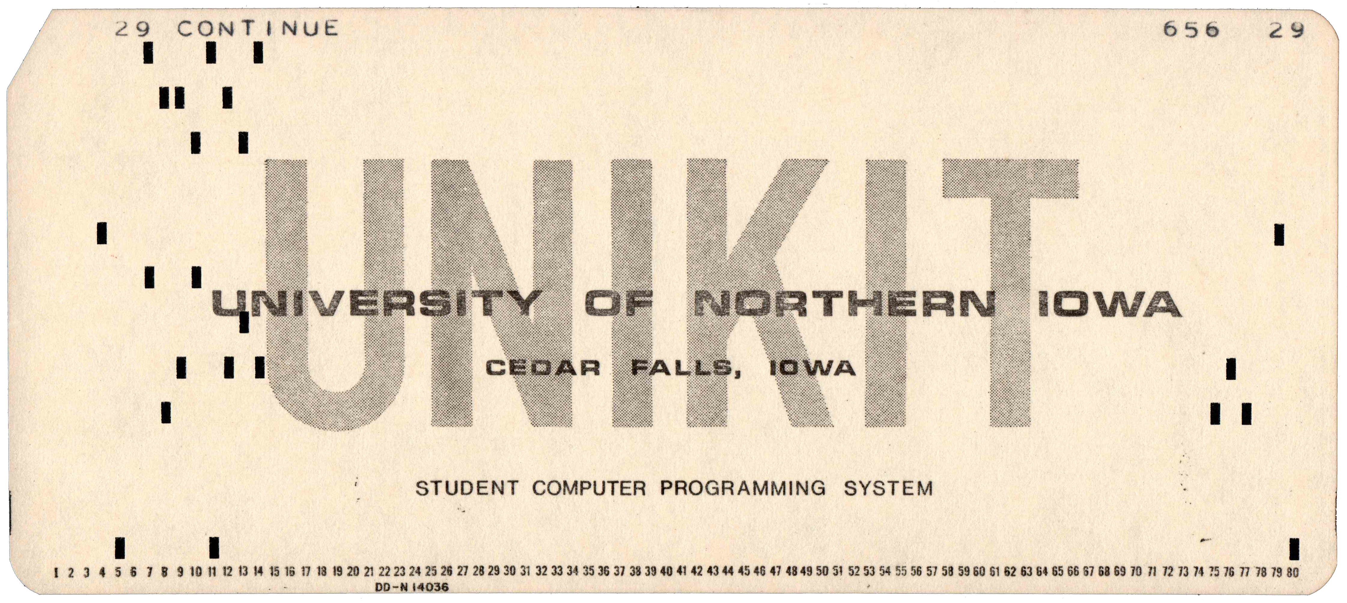 Front of punched card